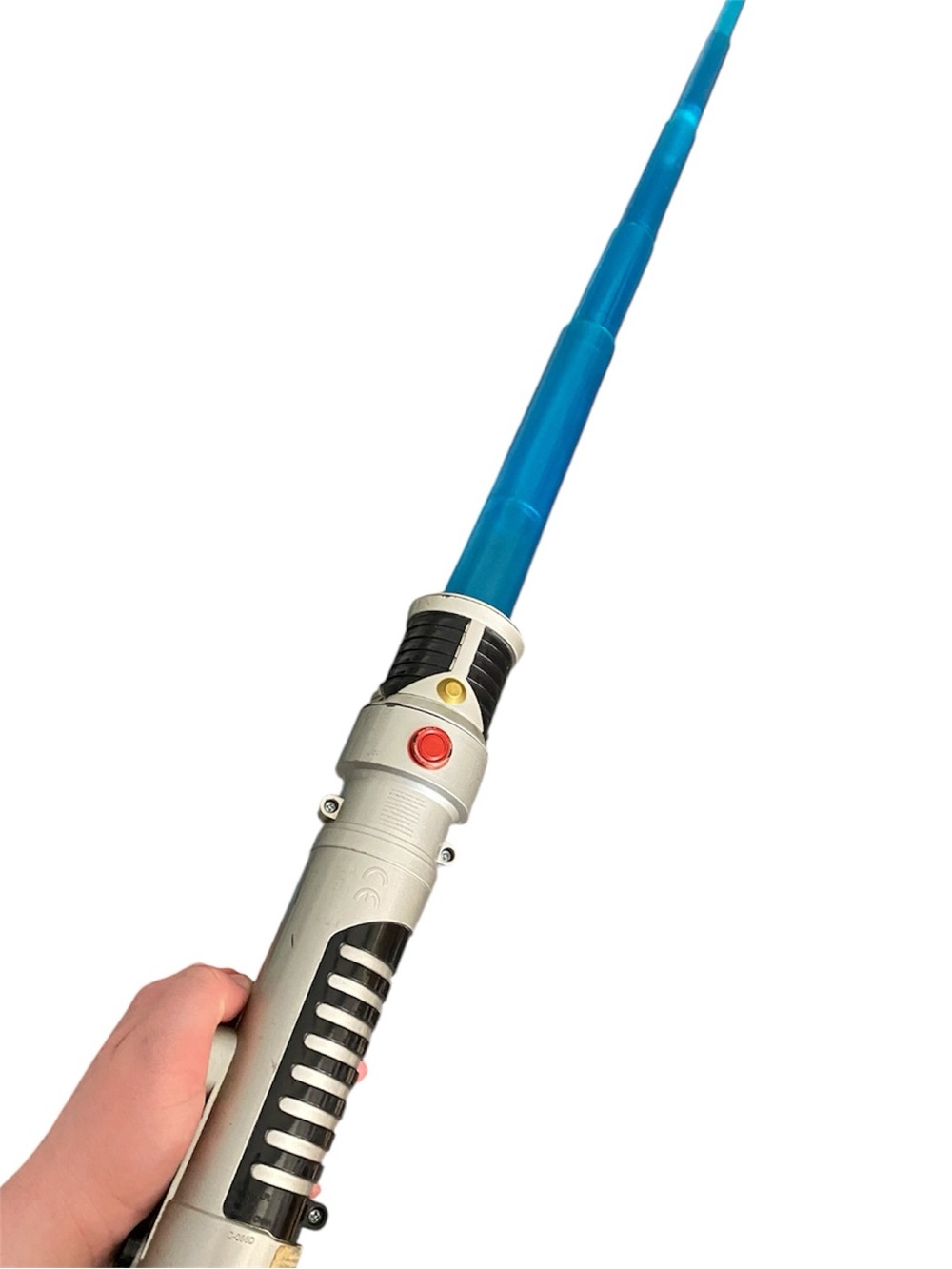 Blue Light-Up Star Wars Lightsaber with Silver Handle Toy - Hasbro 2006